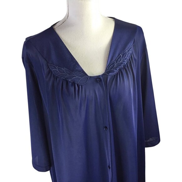 Vassarette Vintage Robe NWT Navy Blue Size XXXL 3XL Nylon USA Lightweight Gown - Picture 3 of 10